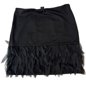 Whimsigoth Ann Taylor Skirt Sz 6 Ruffle Fringe Chiffon Sheer Gothic Black Fairy